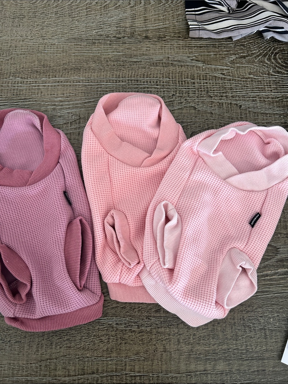 Abrand Three-Tone Pink Waffle Knit Crewnecks